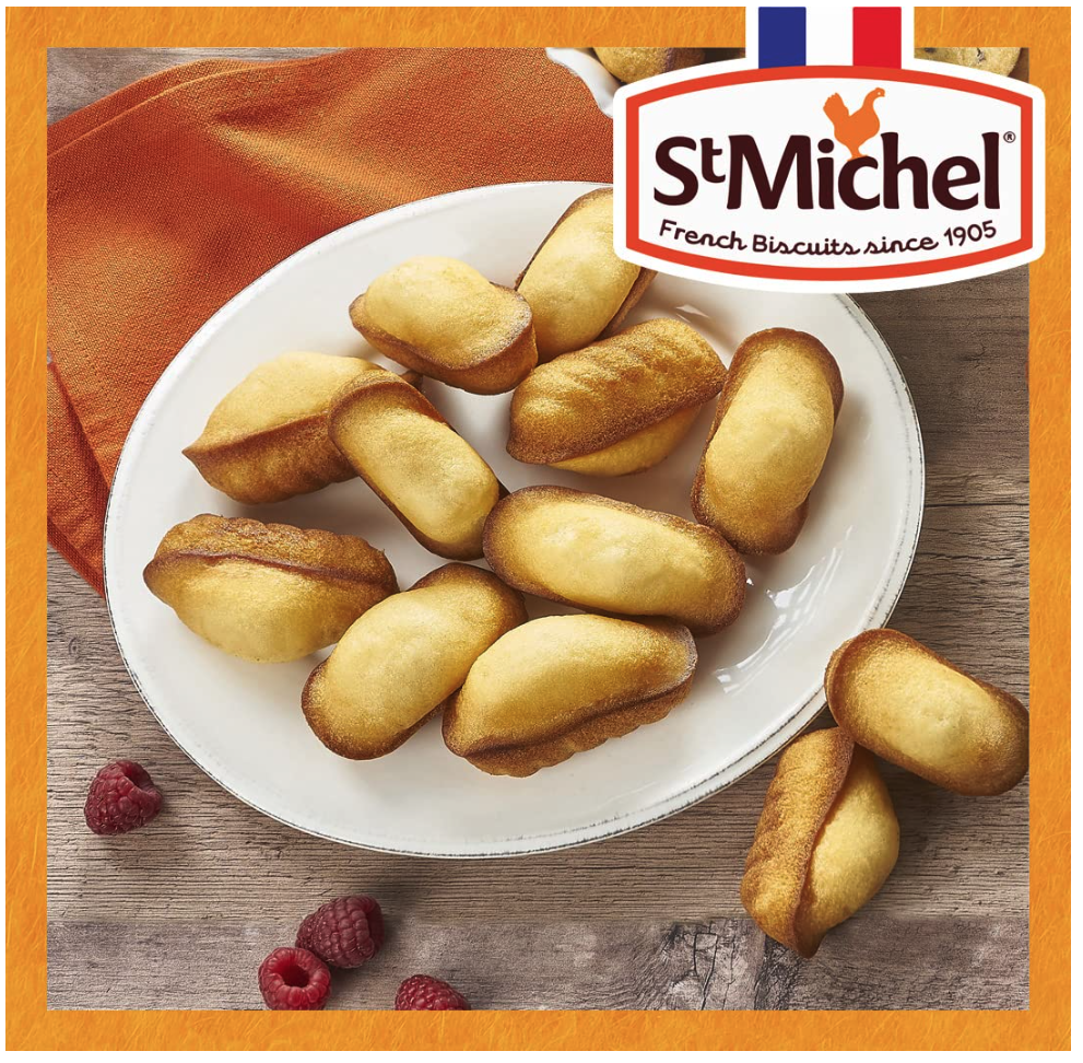 St Michel Traditional Mini Madeleines French Sponge Cakes Made In France, Pack of 4 (2.99oz each) Non-GMO.