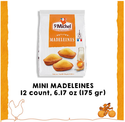 St Michel Traditional Mini Madeleines French Sponge Cakes Made In France, Pack of 4 (2.99oz each) Non-GMO.