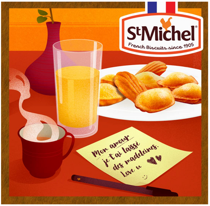 St Michel Traditional Mini Madeleines French Sponge Cakes Made In France, Pack of 4 (2.99oz each) Non-GMO.